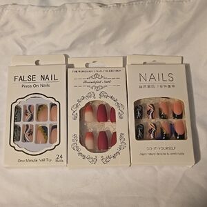 3 Sets of Beautiful Nail Collection - Press On Nails Set
